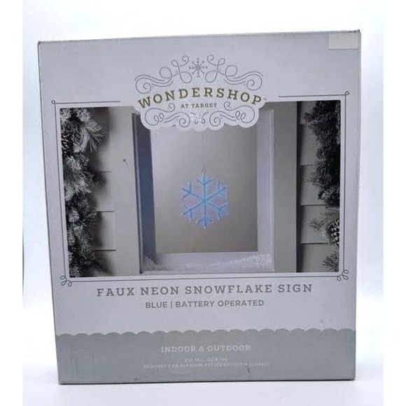 Wondershop Other - New in Box Wondershop LED Neon Blue Snowflake Light Sign Battery Operated Timer